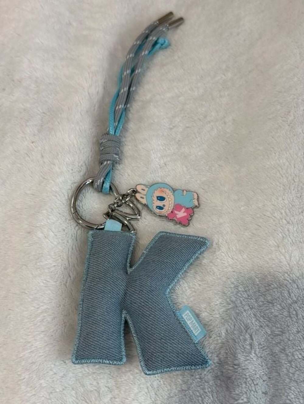 POP MART CRYBABY Sad Club Series Denim Alphabet Keychain Letter K